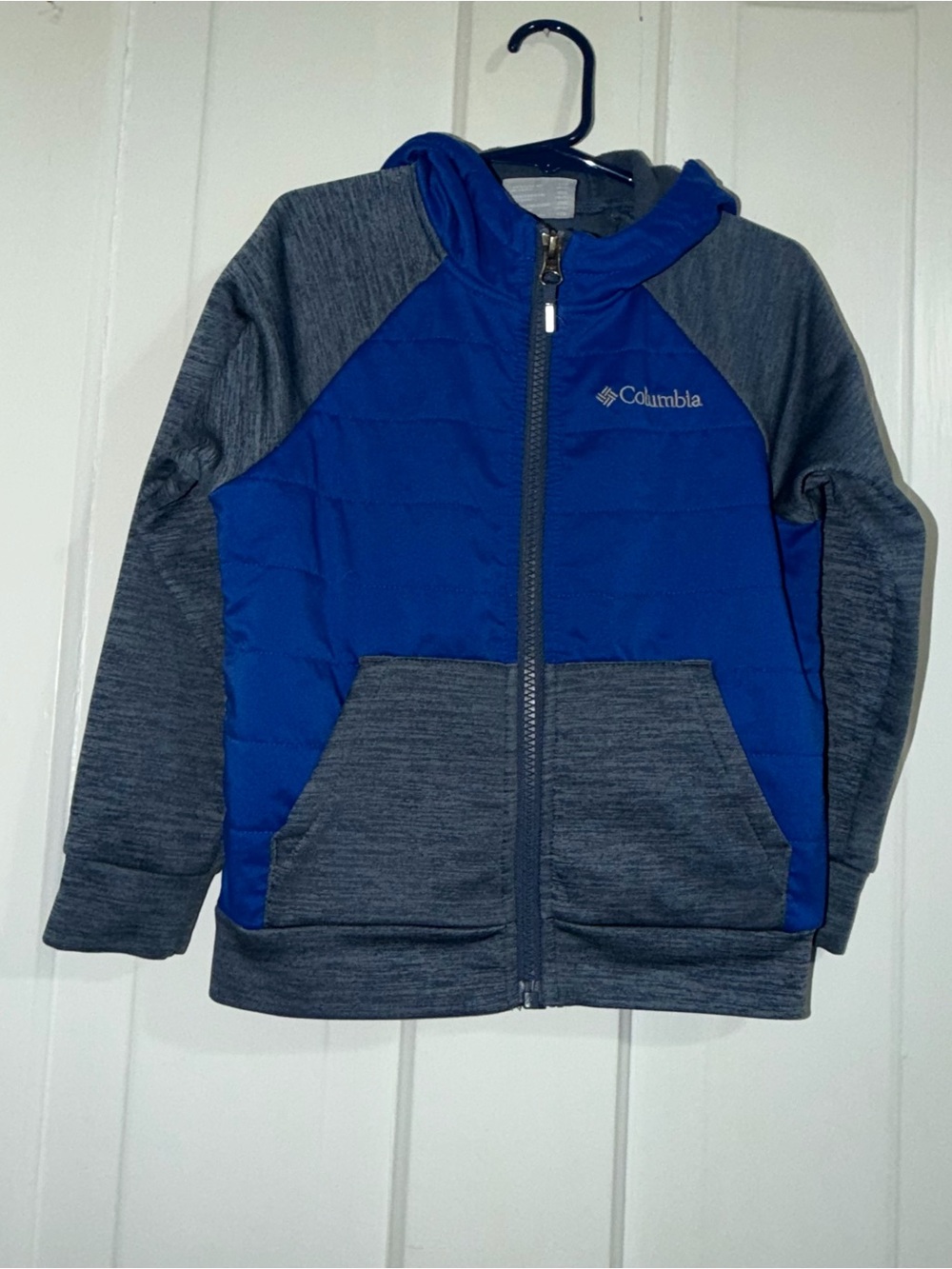 Boys toddler 4T Columbia Blue and Gray Hooded Zip-Up Jacket